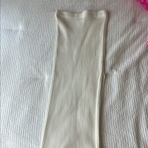 Princess Polly Cream Ribbed maxi pencil skirt